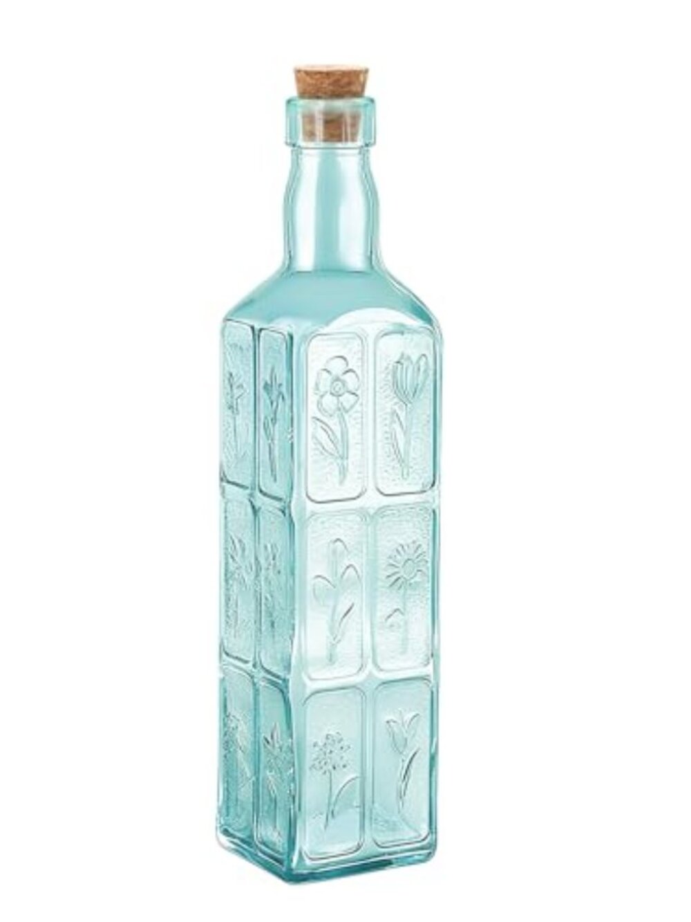 1PC Vintage Vase with Corks, Embossed Colorful Glass Bottles, Decorative Colored